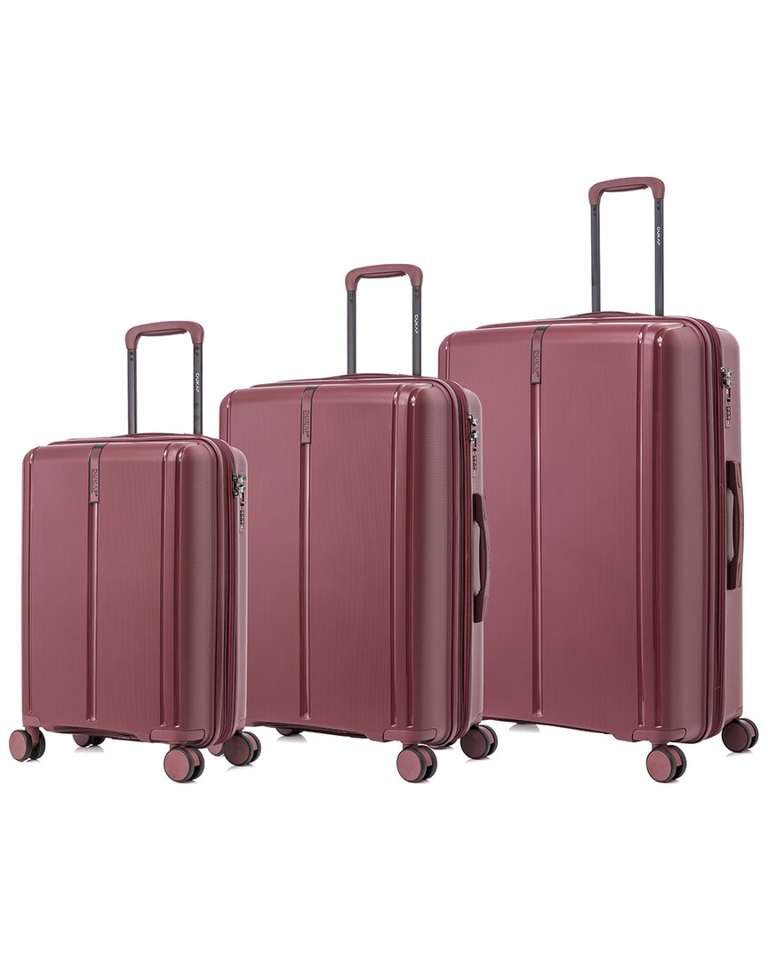 Dukap 3pc Airley Lightweight Expandable Hardside Spinner Luggage Set In Red