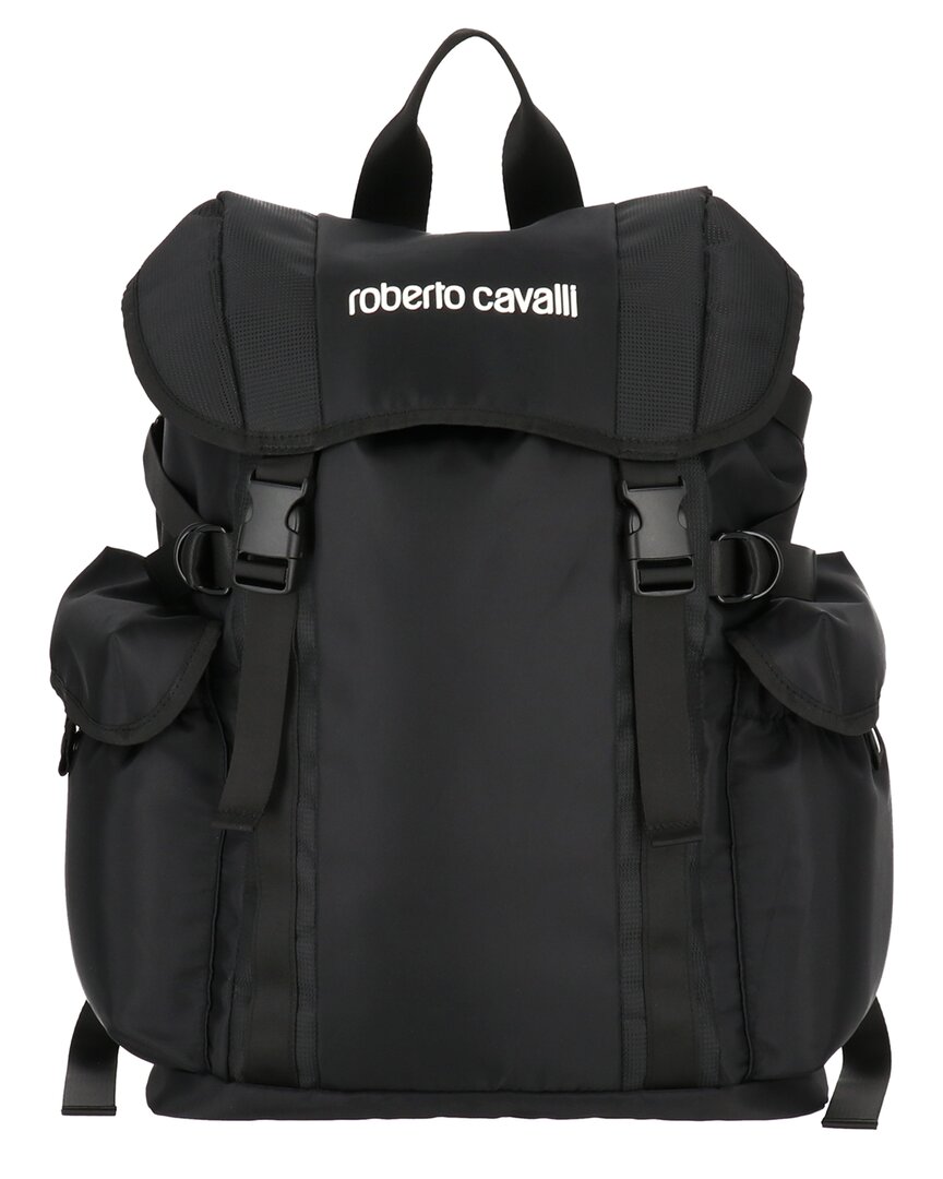 Roberto Cavalli Casual Sport Utility Logo Backpack In Black