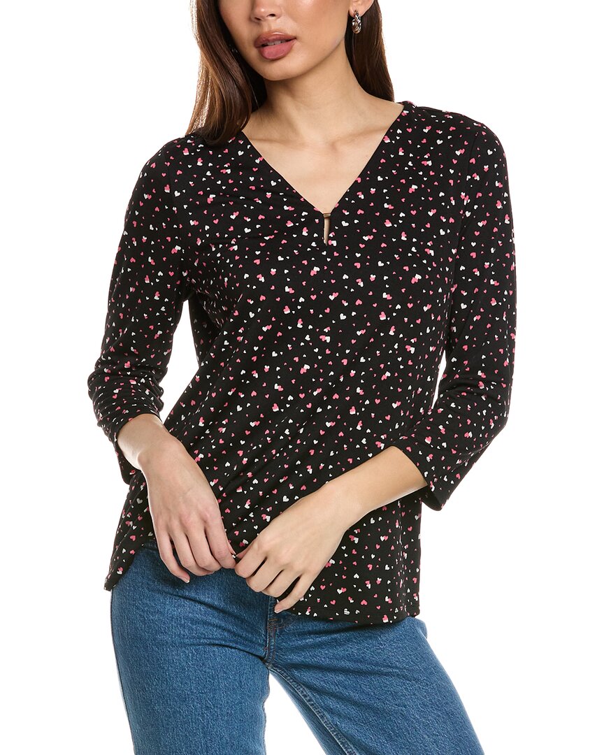 Jones New York V-neck Noodle Top In Black
