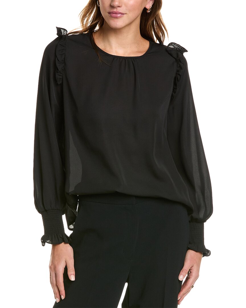 Laundry By Shelli Segal Smocked Cuff Blouse In Black