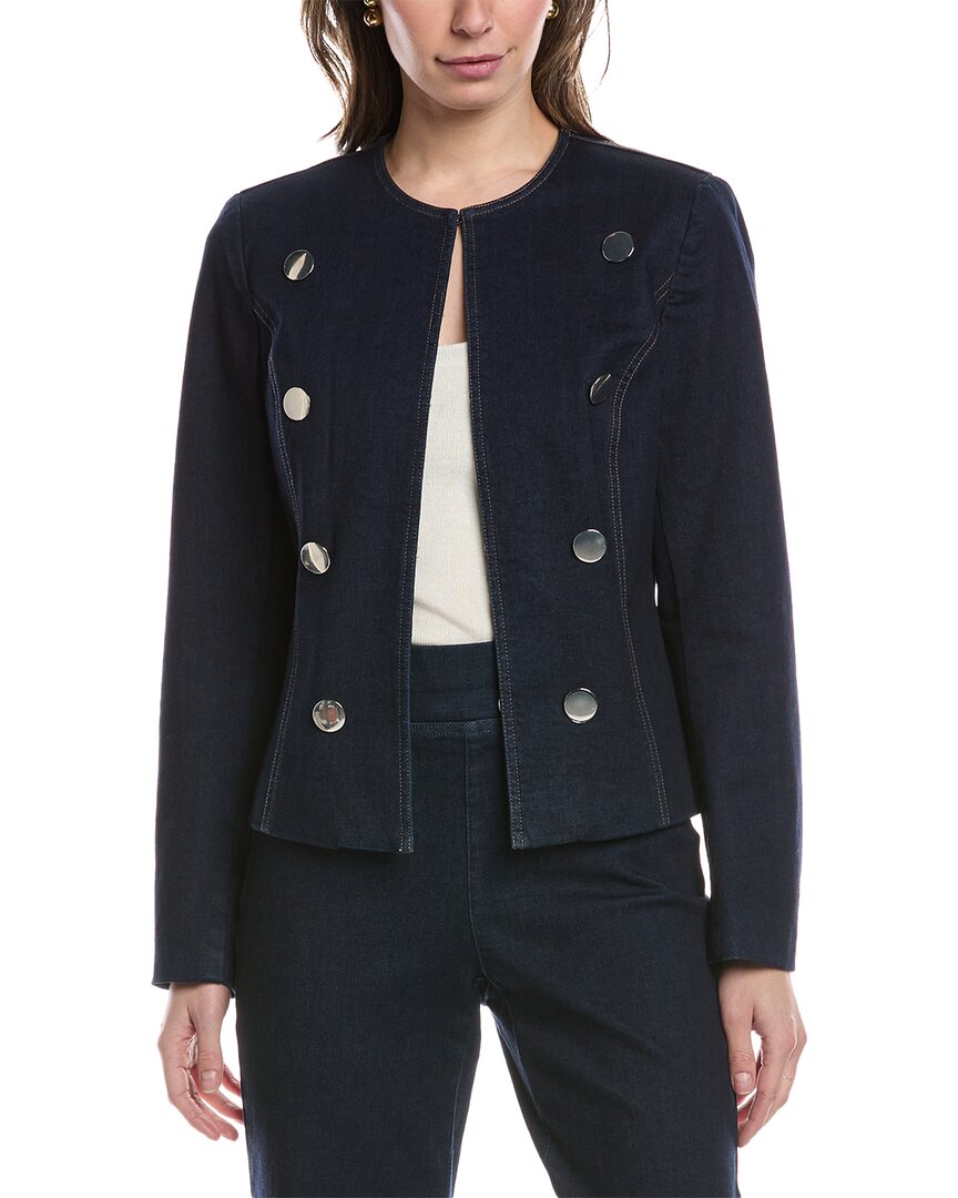 Anne Klein Faux Double Breasted Jacket In Blue