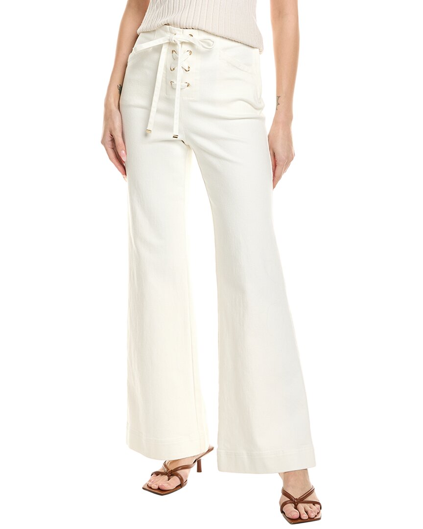 Toccin Birkin Denim Laced-up Flared Pant In White