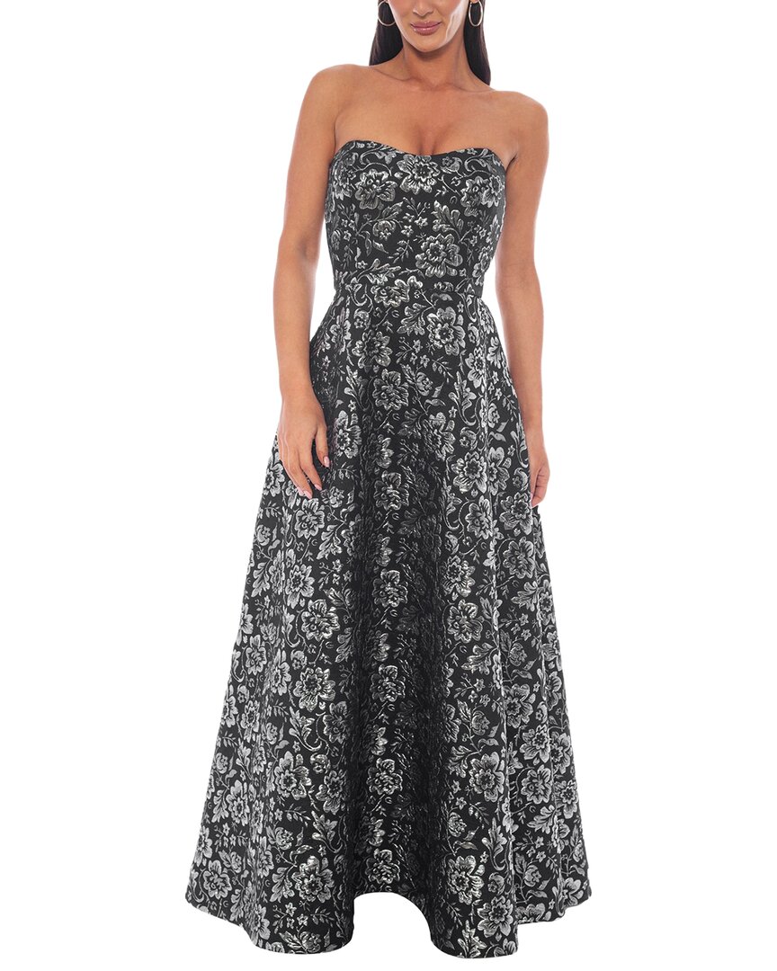 Oleg Cassini Maxi Dress In Black Silver 247u