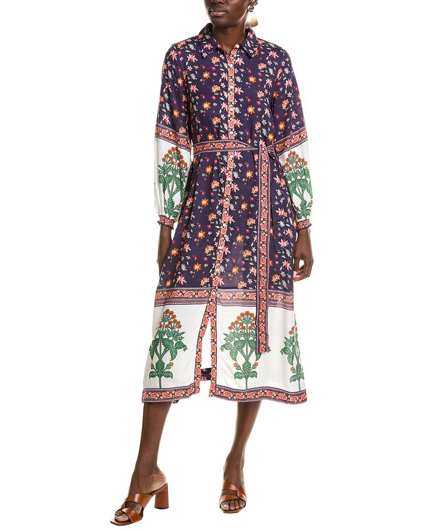 Garrie B Button-down Midi Dress In Blue