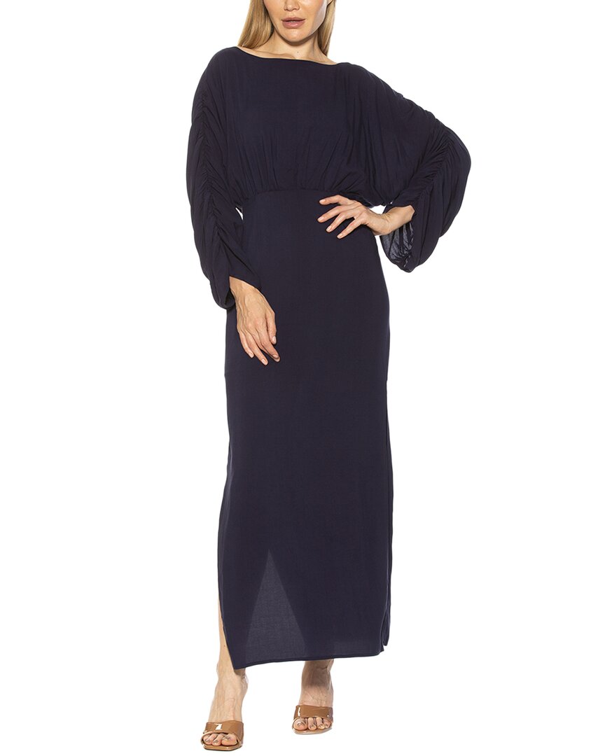 Alexia Admor Jenna Boatneck Shirred Long Sleeve Column Dress