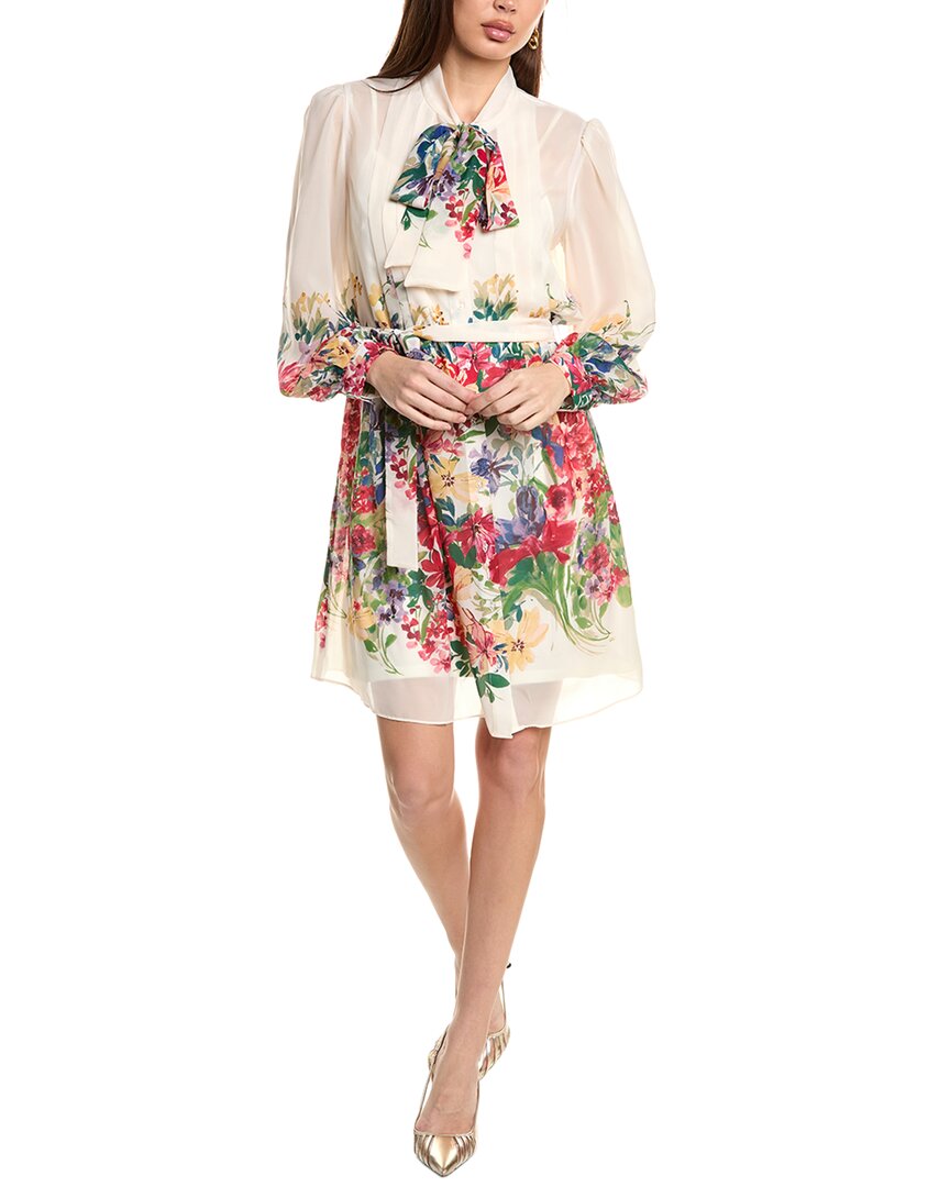 Julia Jordan Chiffon Shift Dress In White