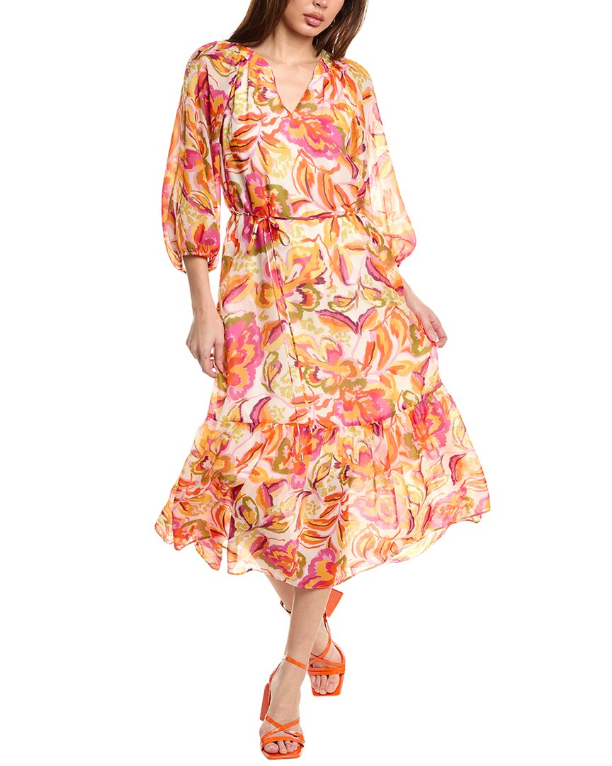 Julia Jordan Chiffon Midi Dress In Orange