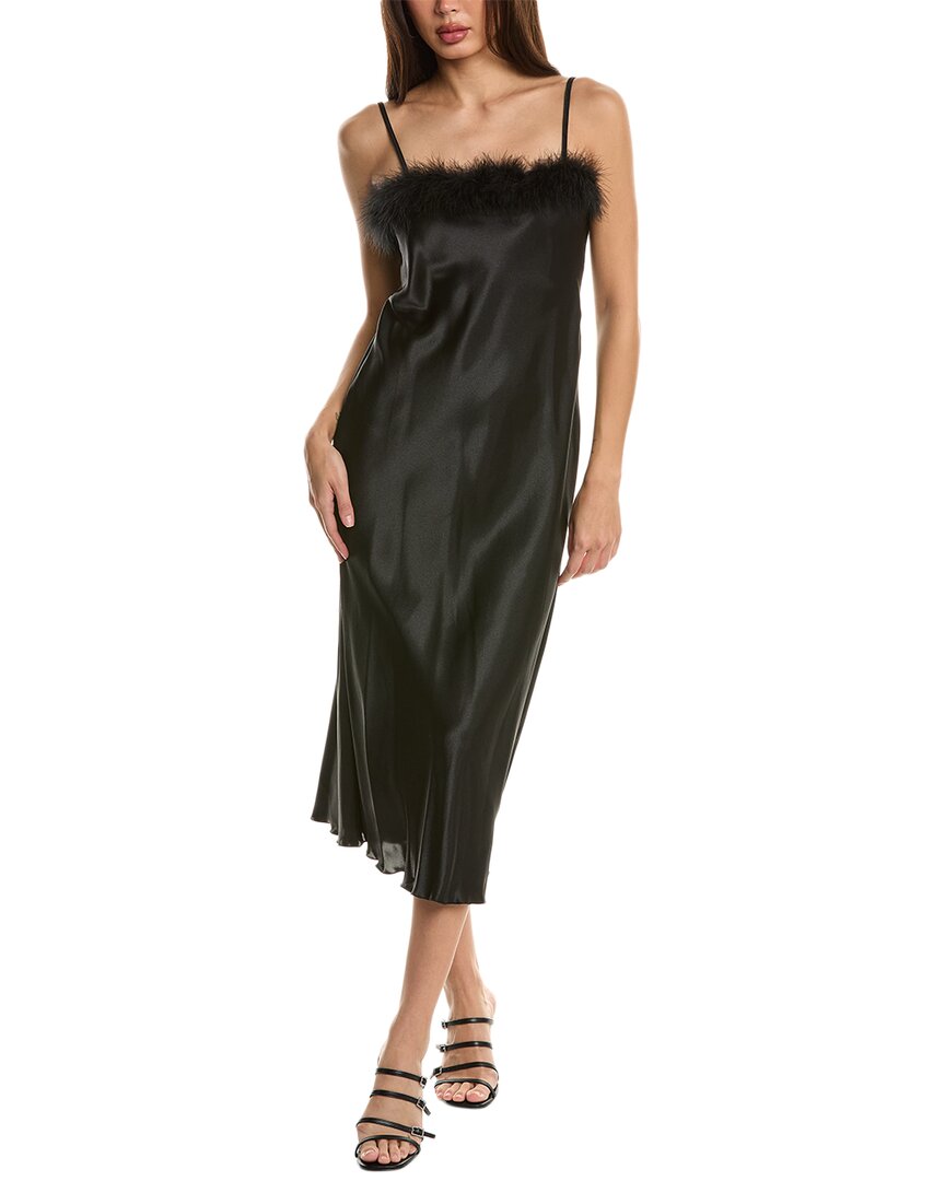 Bebe Satin Cowl Neck Slip Midi Dress In Black