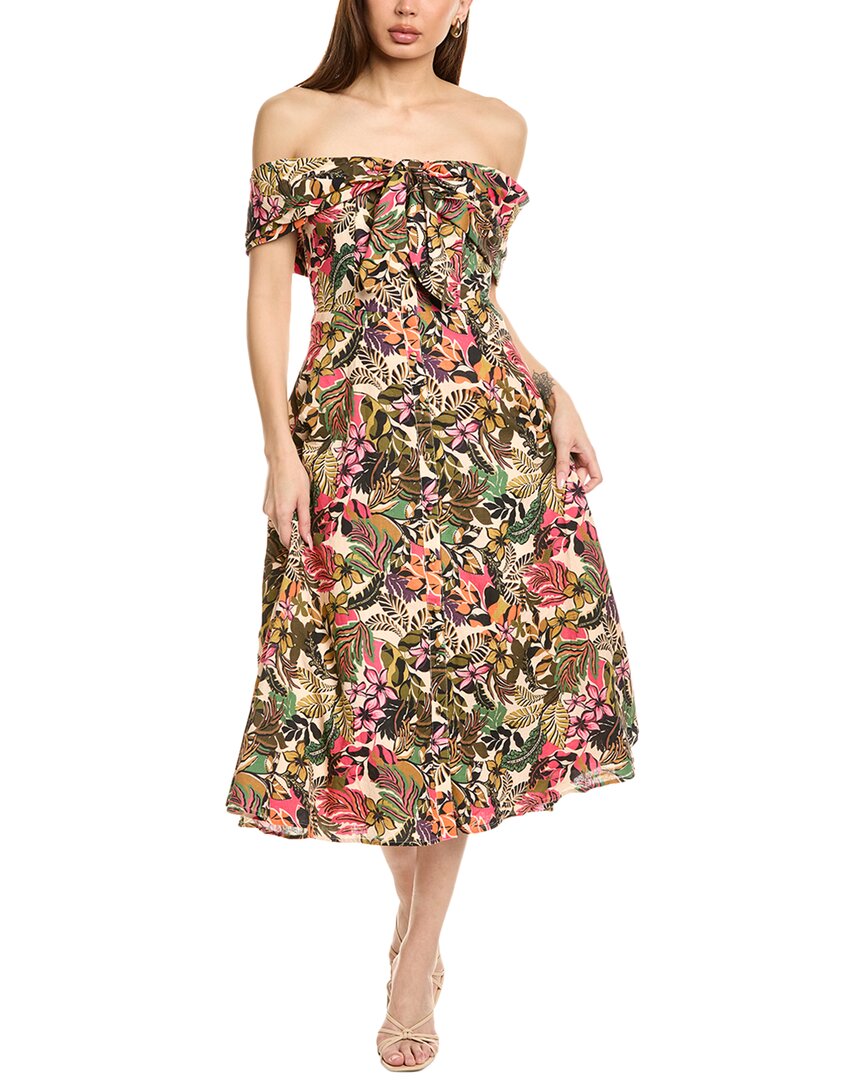 Hutch Chrissa Linen-blend Midi Dress In Black
