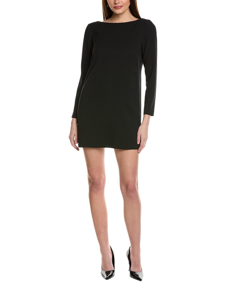 Kenneth Cole Drape Back Long Sleeve Shift Dress In Black