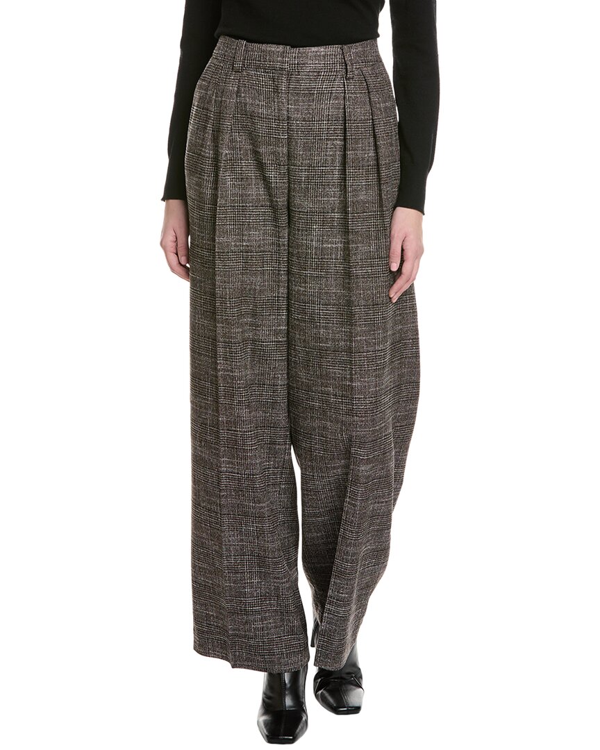 Kenneth Cole Pleated High-rise Wide Leg Pant In Brown