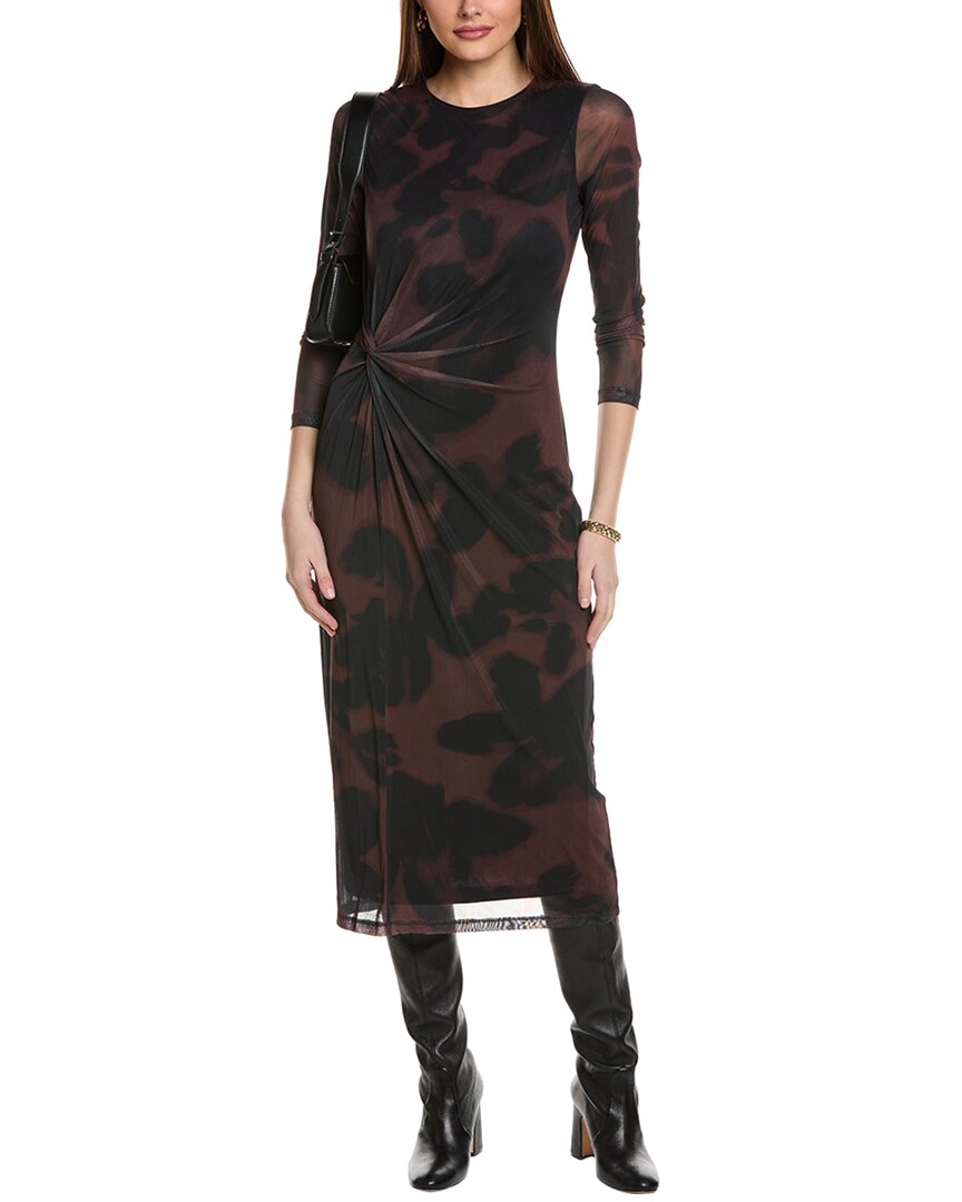 Kenneth Cole Side Knot Long Sleeve Maxi Dress In Black
