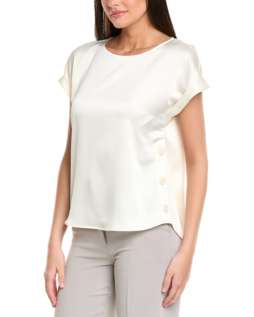 Jones New York Button Detail Blouse In White