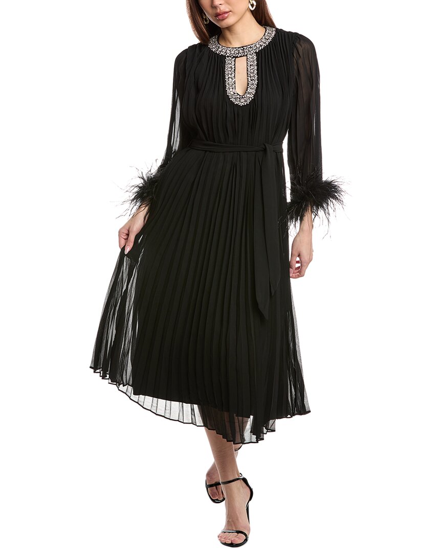 Flora Bea Nyc Steffina Pleated Mini Dress In Black