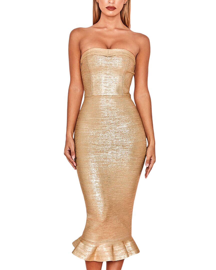 Amanda Royal Midi Dress In Gold