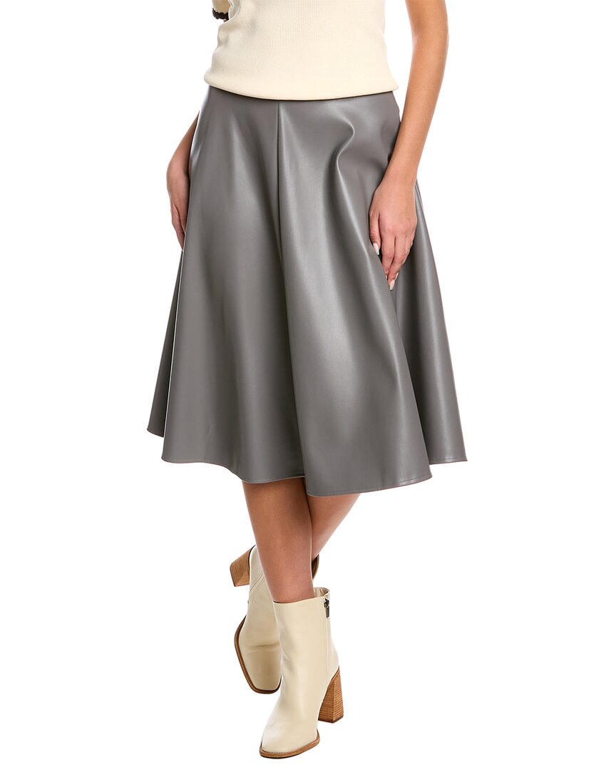 Alexia Admor Faux Leather Midi Skirt In Grey