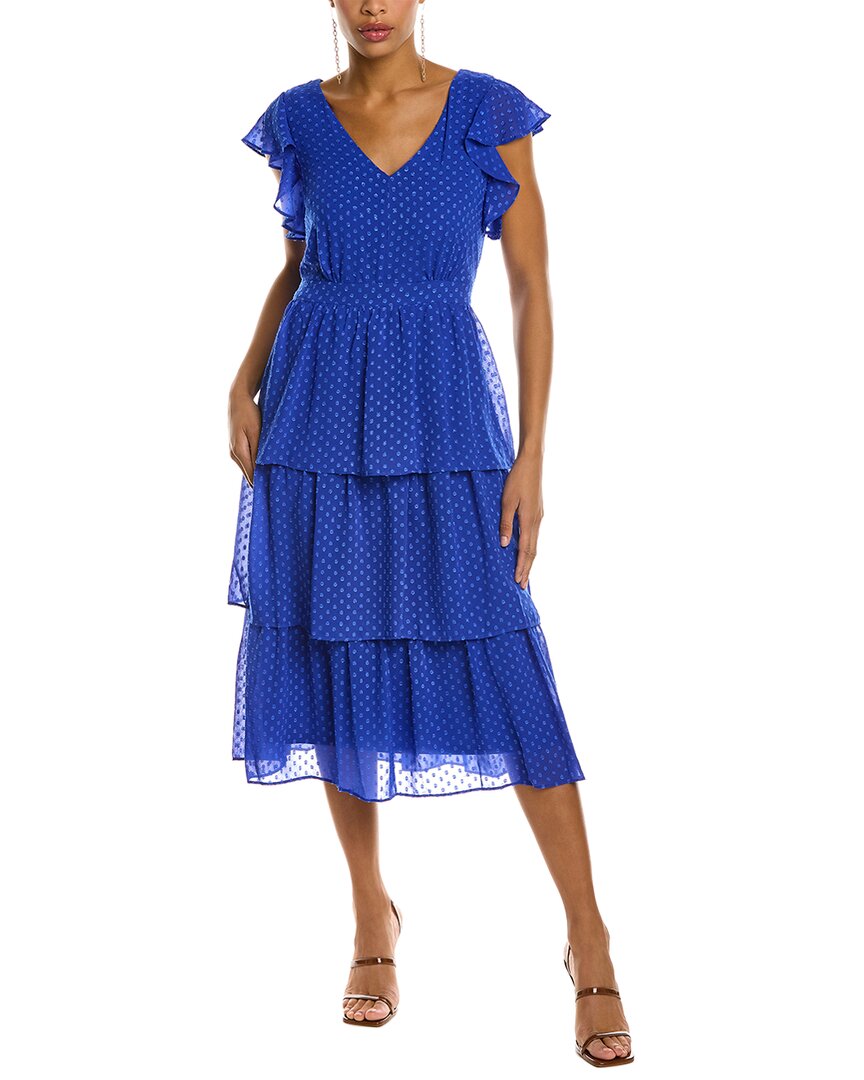Julia Jordan Tiered Midi Dress In Blue