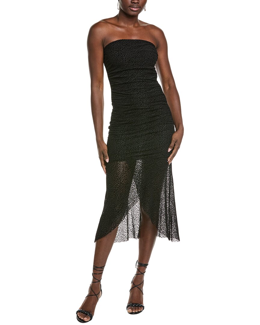 Marion Animal Print Mesh Tube Dress In Black