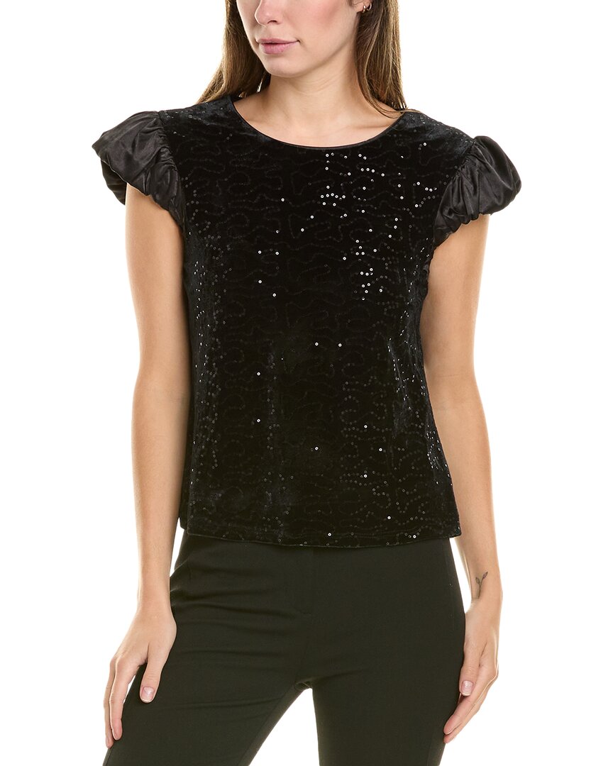 Nanette Lepore Embroidered Velvet Top In Black