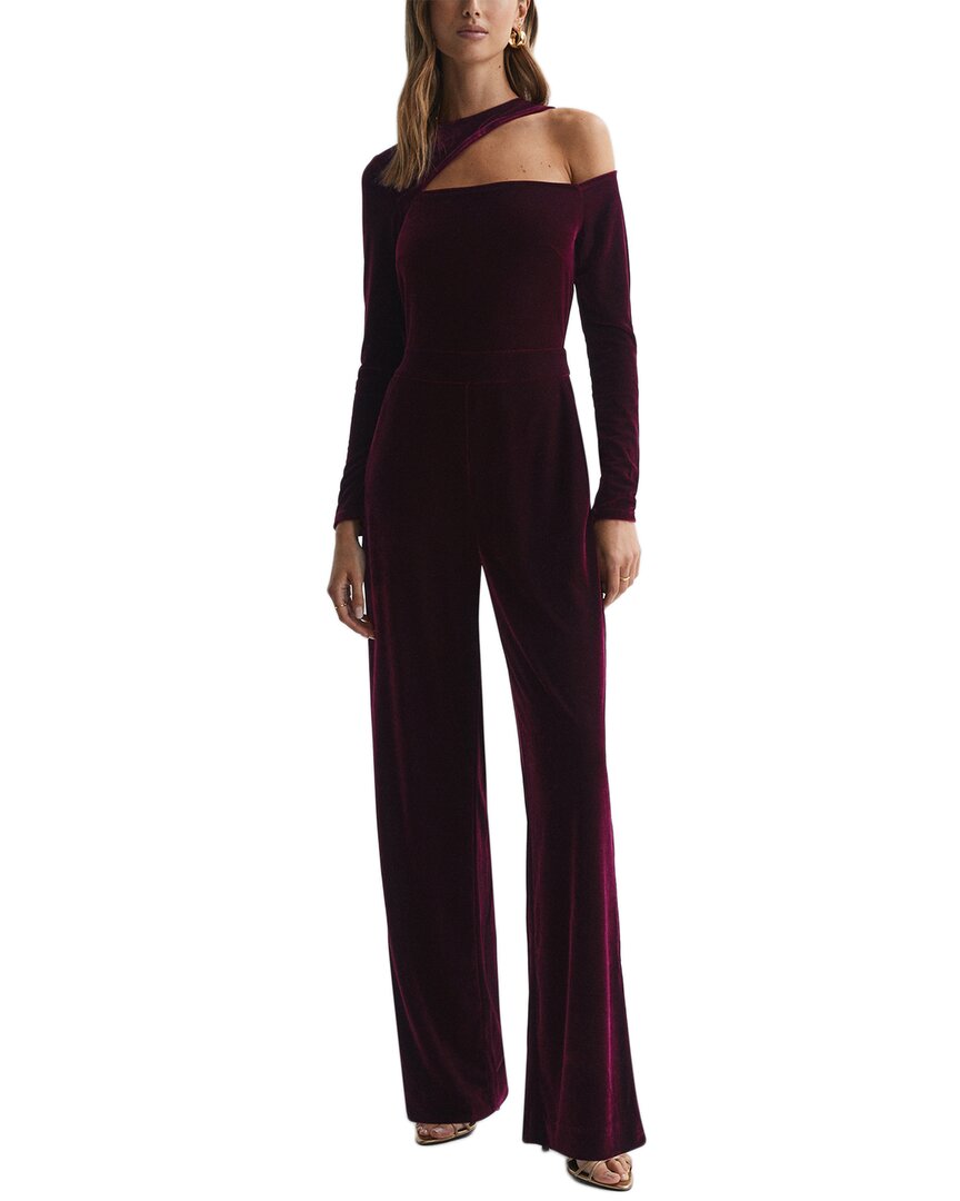 Reiss Berry Adele Velvet Off-the-shoulder Jumpsuit