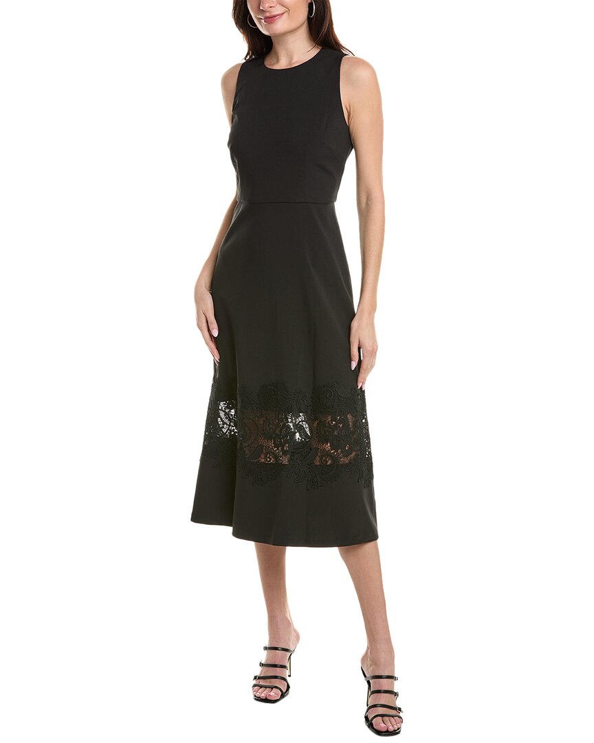 Shop Anne Klein Fit And Flare Midi Dress In Black