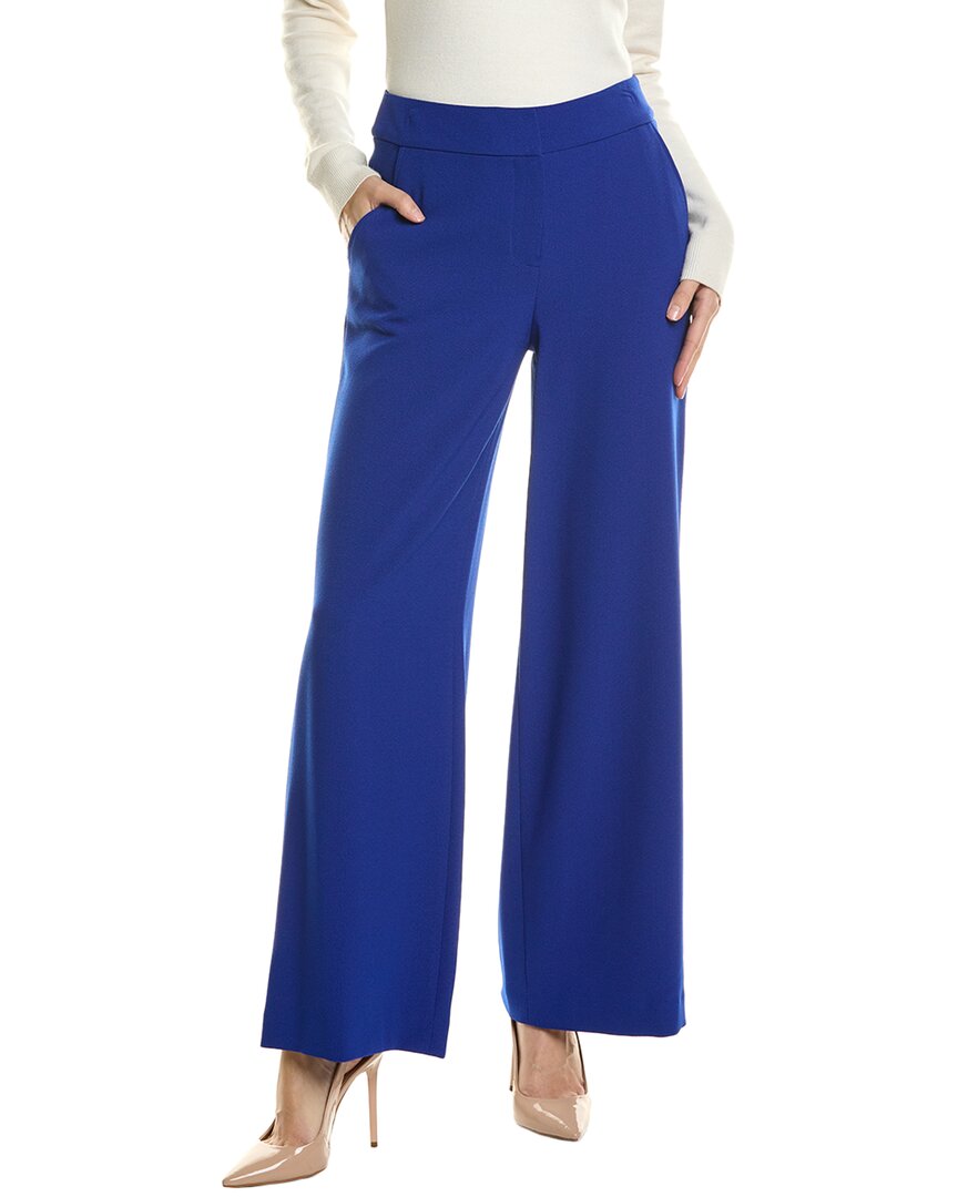 Tahari Asl Plus Size One Button Blazer Knit Top Wide Leg Pants In Blue