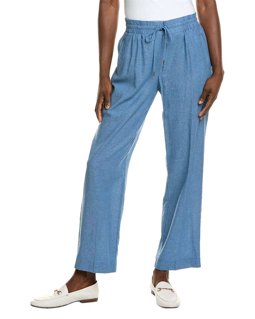 Jones New York Pull-on Drawstring Linen-blend Pant In Blue