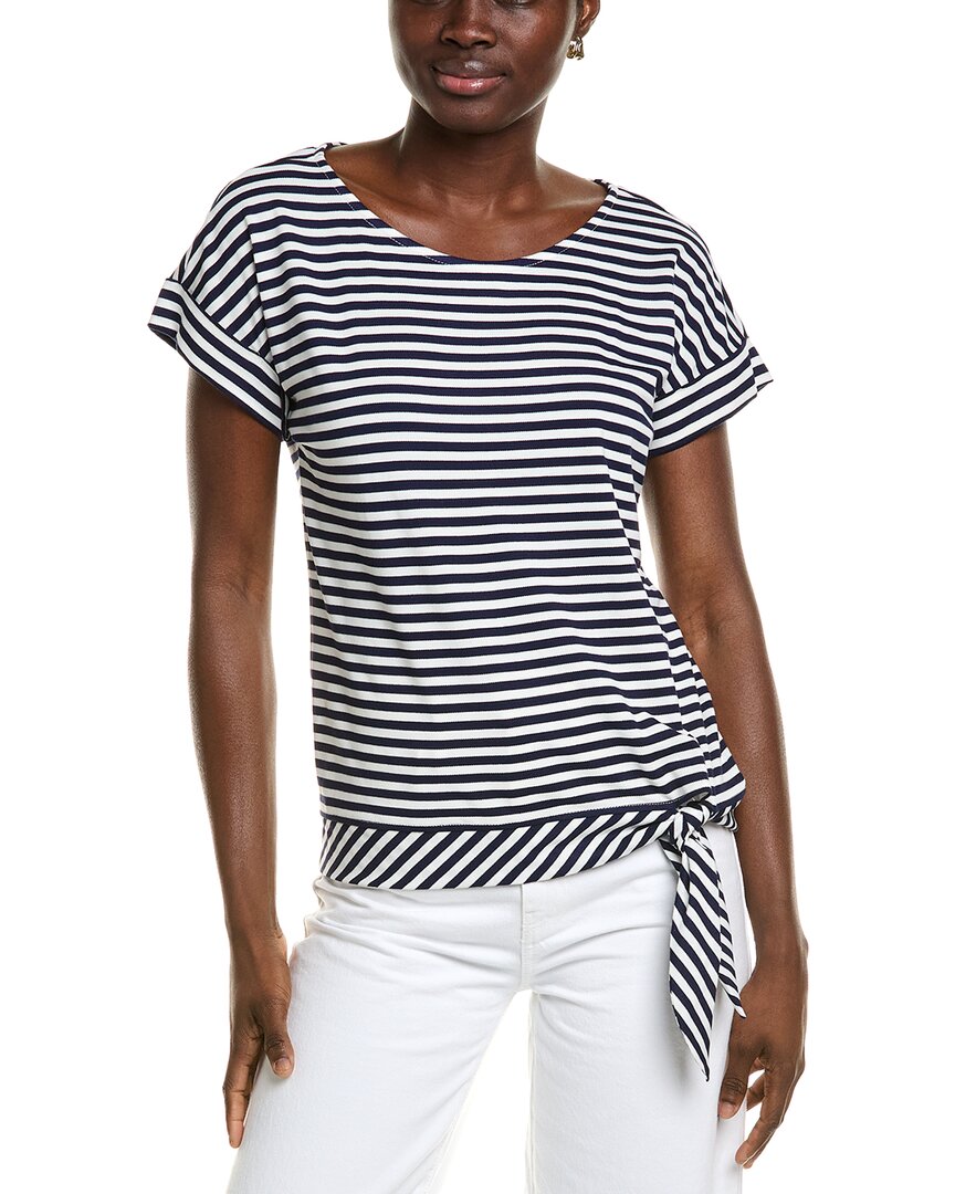 Jones New York Feeder Stripe Top In Blue