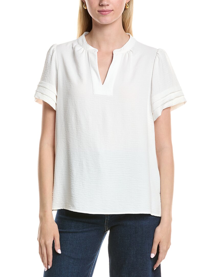 Jones New York Mandarin Collar Blouse In White