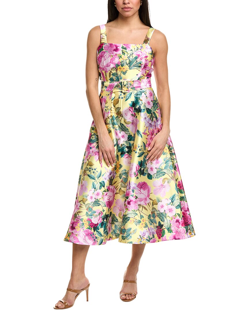 Julia Jordan Printed Monroe Twill Midi Dress In Yellow