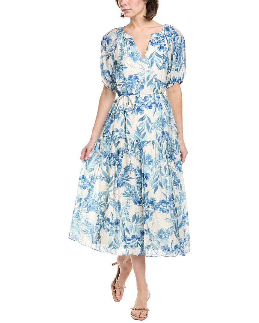 Julia Jordan Puff Sleeve Midi Dress In Blue