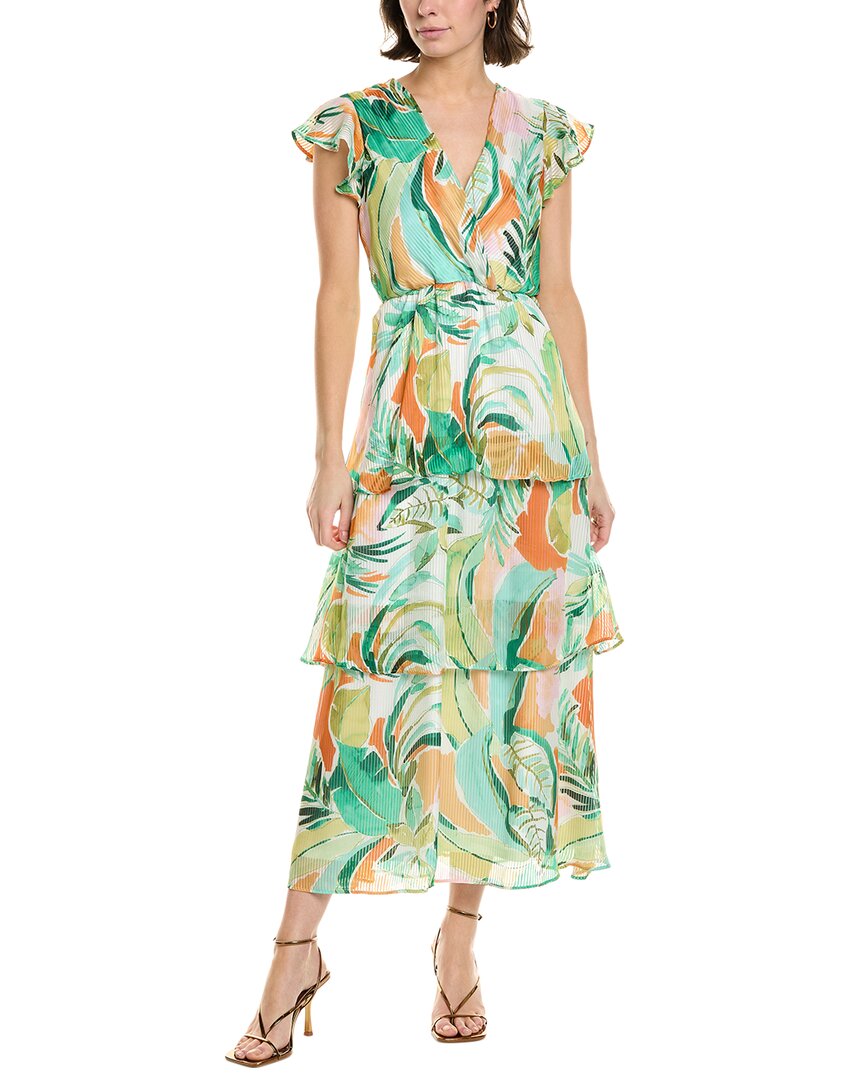 Julia Jordan Satin Stripe Maxi Dress In Green