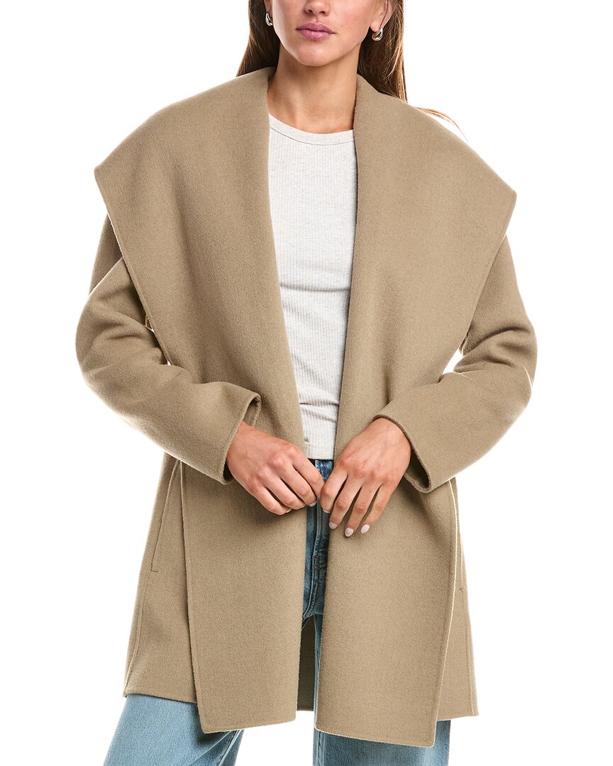 Vince Wool-blend Hooded Coat In Neutral