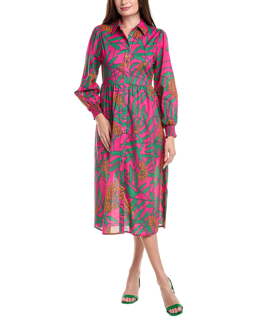 Flora Bea Nyc Tinsley Midi Shirtdress In Pink