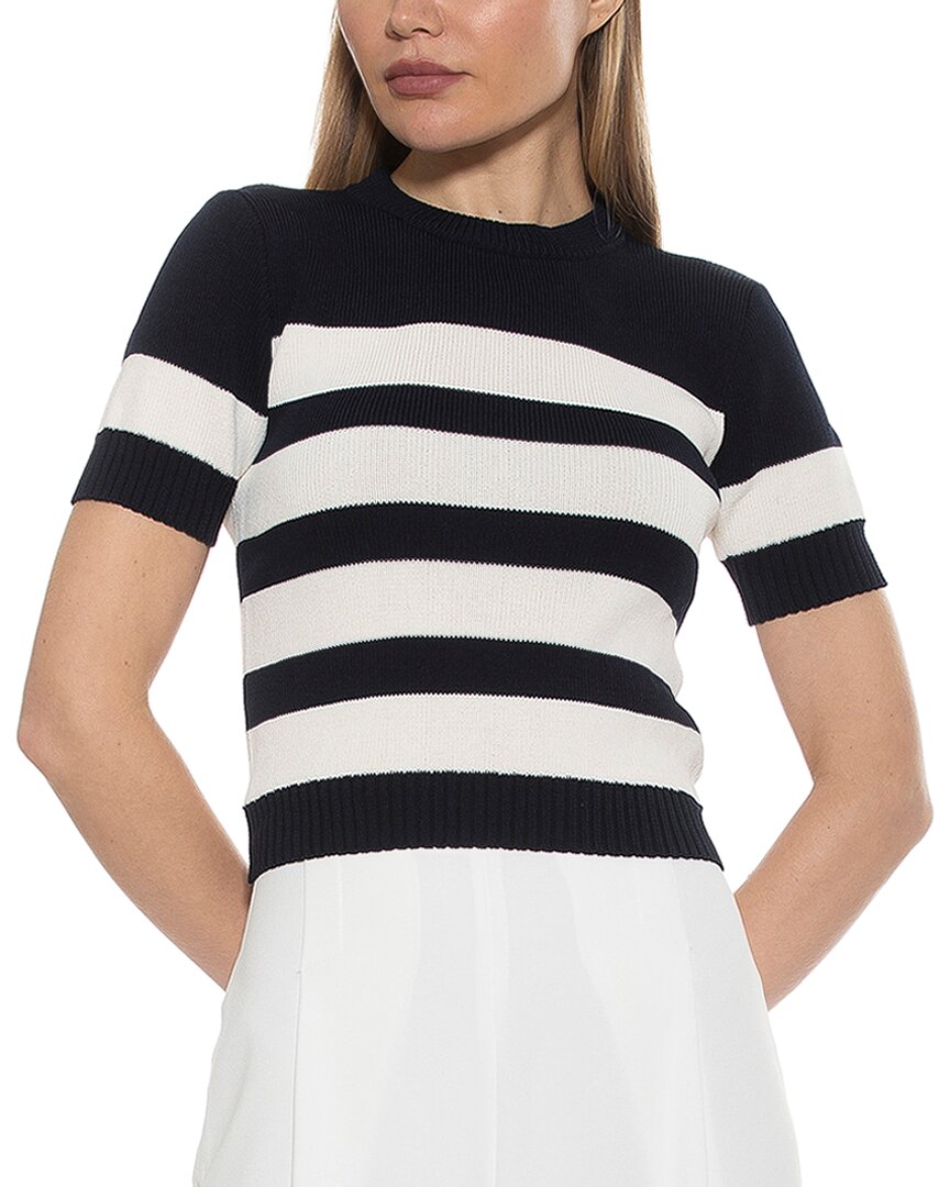 Alexia Admor Pat Stripe Short Sleeve Sweater Top