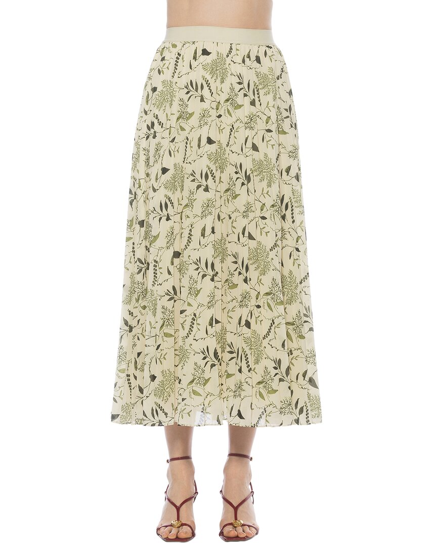 Alexia Admor Kesia Midi Chiffon Pleated Skirt In Green