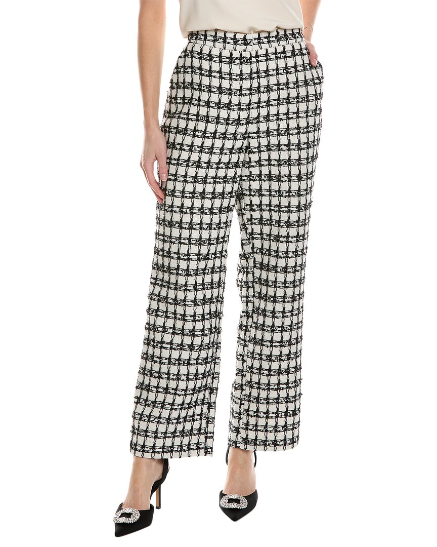 Alexia Admor Fitted Wide Leg Tweed Pant In White