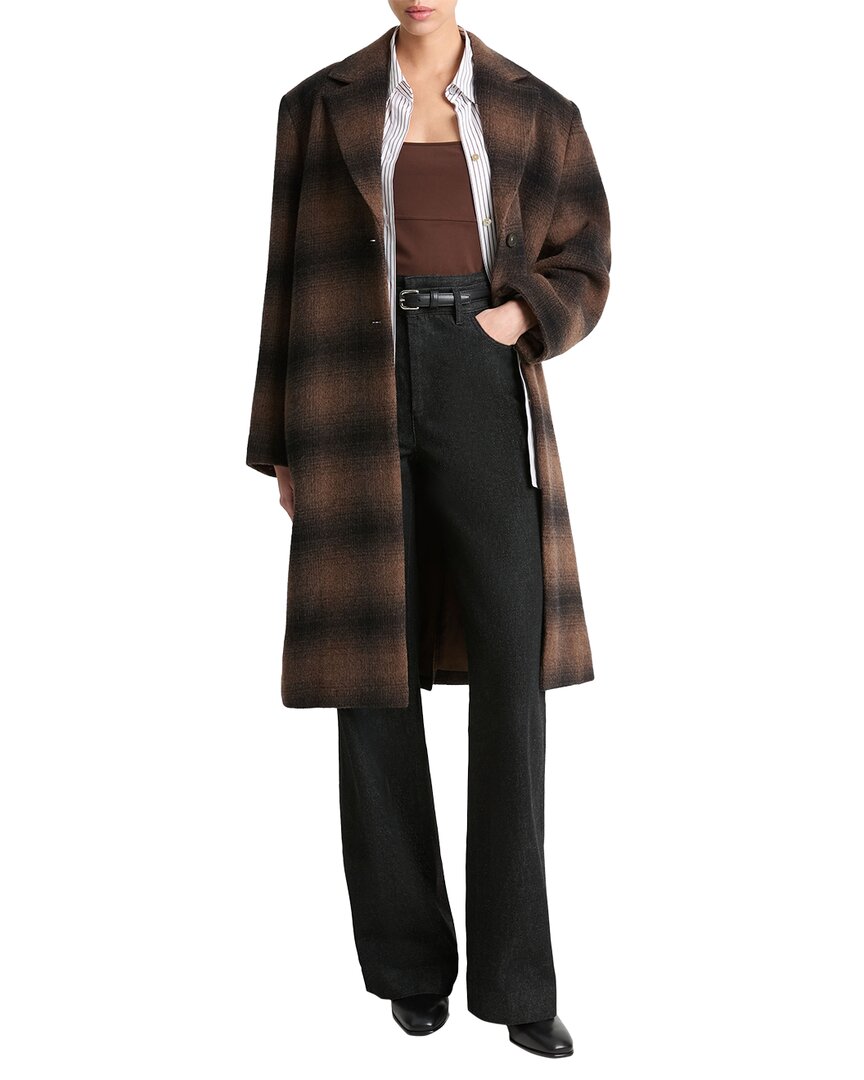 Vince Shadow Plaid Wool-blend Car Coat