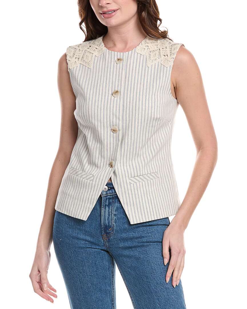 Shop Nanette Lepore Nanette Linen-blend Vest In Grey