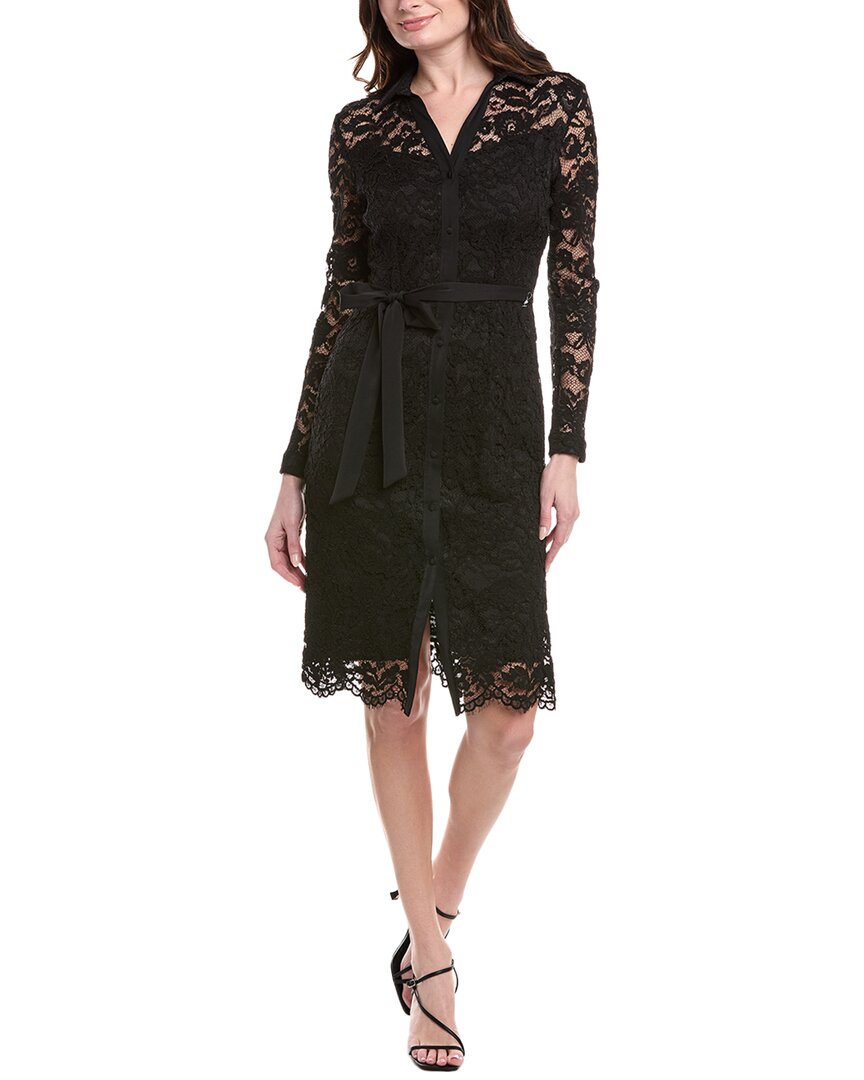 Nanette Lepore Lace Shirtdress In Black