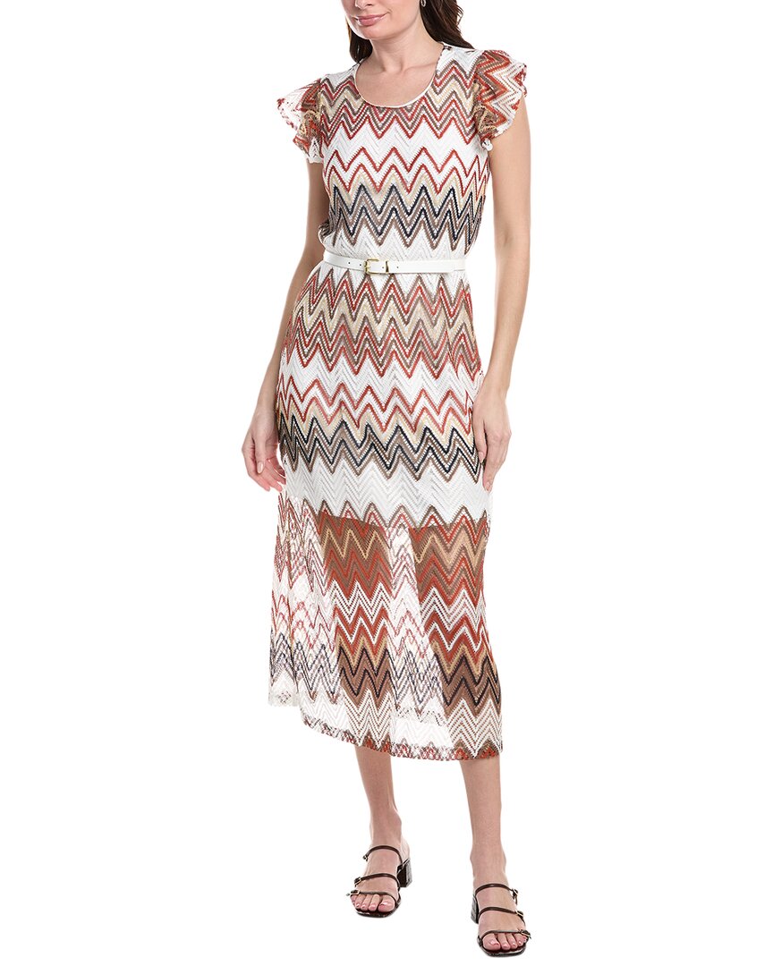 Nanette Lepore Sharagano Lace Midi Dress In Red