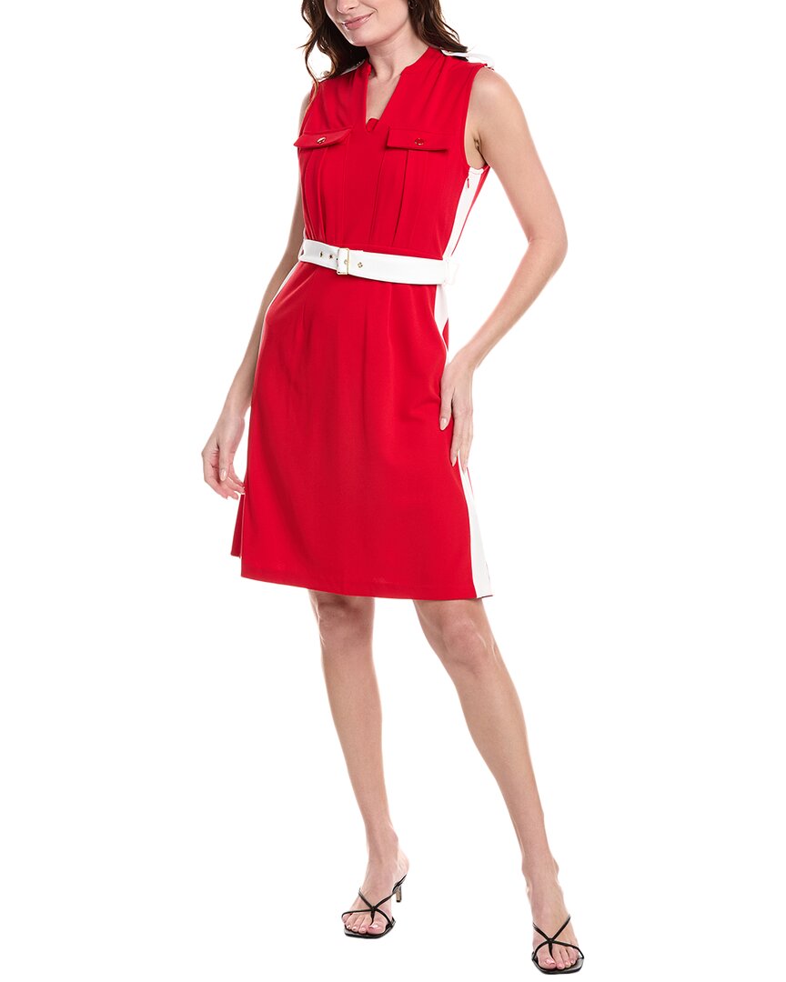 Nanette Lepore Sleeveless Belted Scuba Dress In Multi