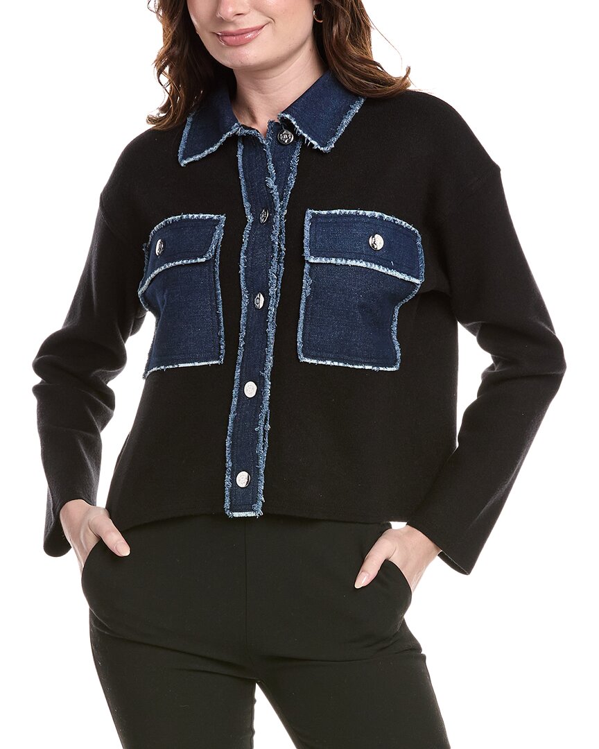 Shop Nanette Lepore Nanette Denim-trim Jacket In Black
