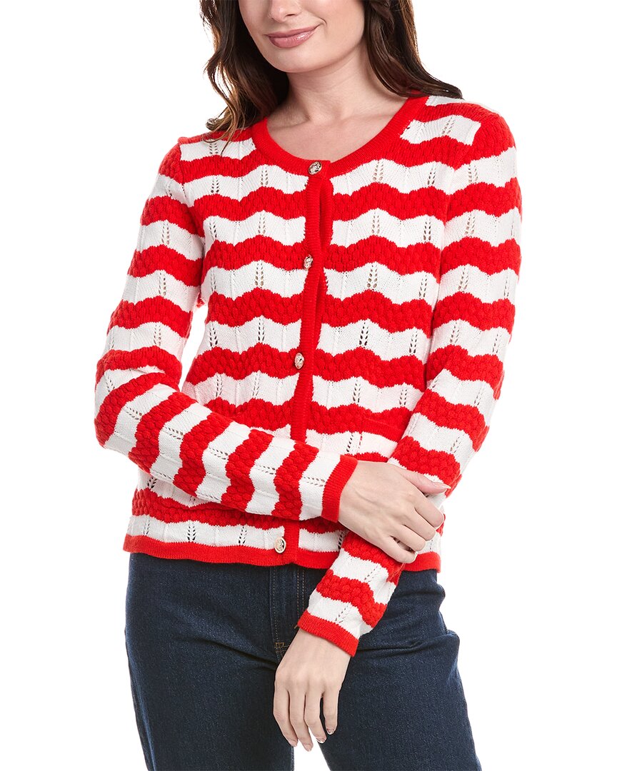 Nanette Lepore Pointelle Cardigan In Red