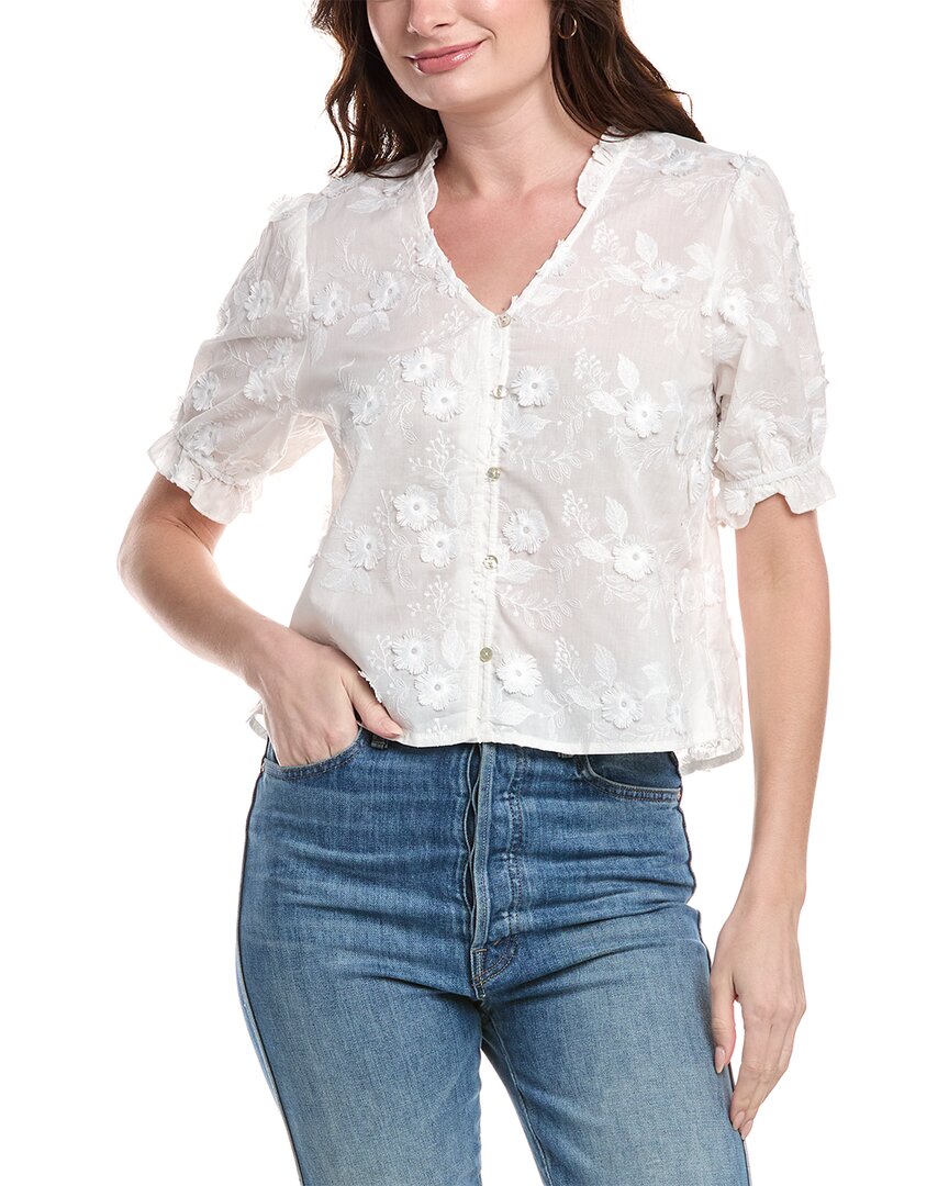 Shop Nanette Lepore Nanette Applique Blouse In White