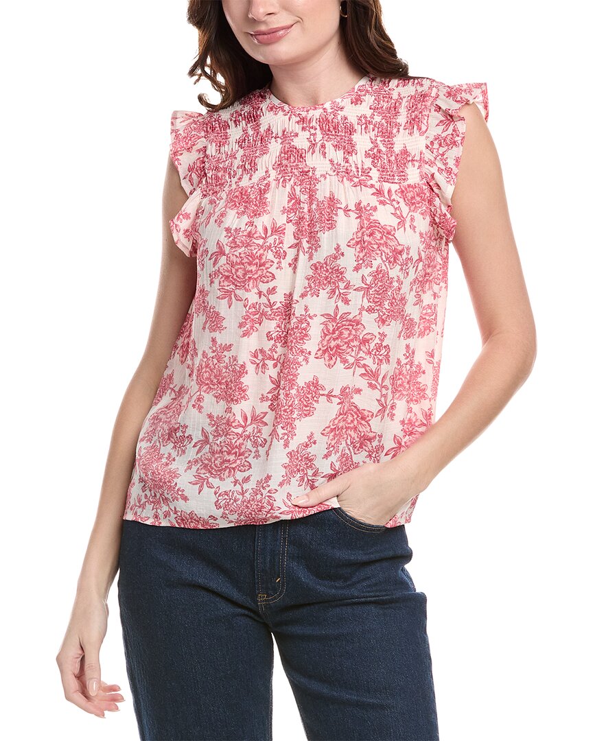Nanette Lepore Smoked Yoke Top In Red