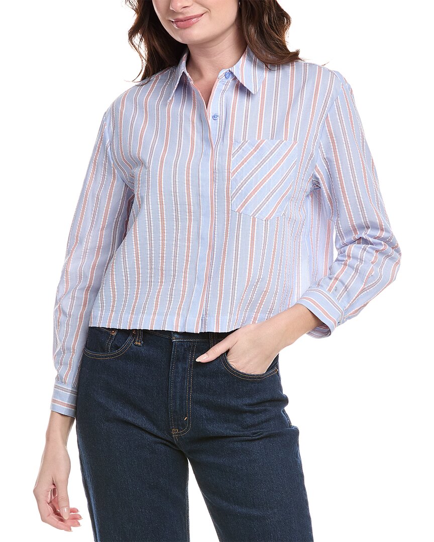 Shop Nanette Lepore Nanette Seersucker Stripe Shirt In Blue