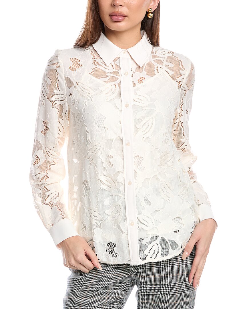 Anne Klein Button-down Blossom Lace Shirt