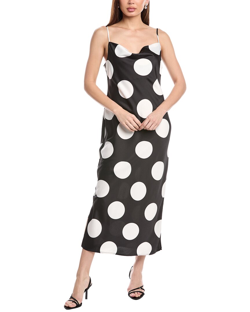 Anne Klein Large Polka Dot Satin Slipdress In Black