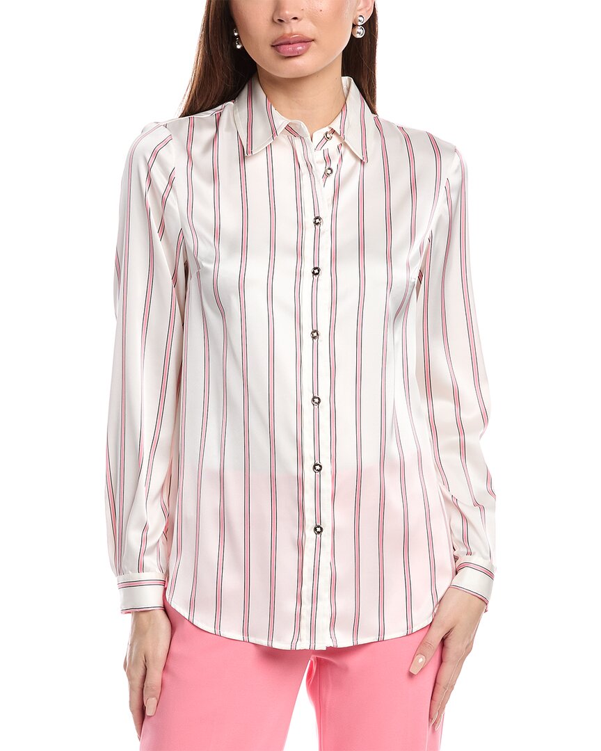 Anne Klein Collared Button Front Blouse In White